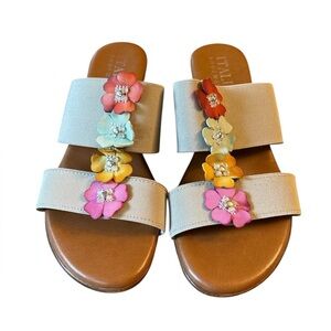 Italian Shoemarkers Sandals-flower details-Size 6.5
